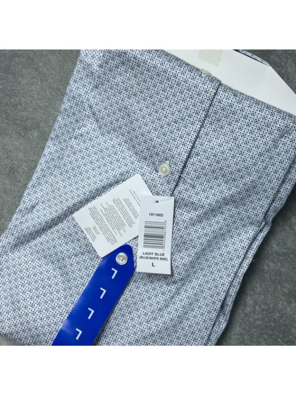 DKNY Men's L Regular Fit Stretch Woven Button-Up Shirt Light Blue/White e1441 - Picture 8 of 9